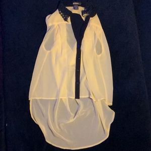 Beautiful Sheer Button Up with Lace Collar